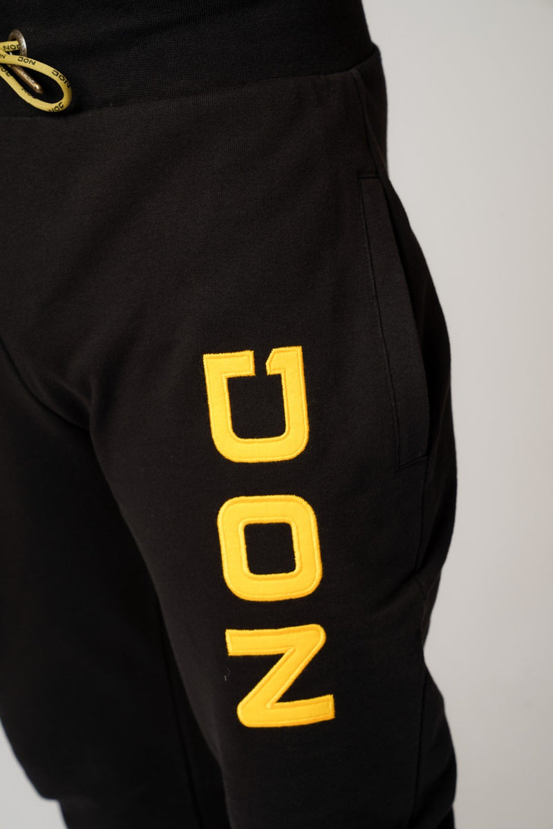 DON APPLIQUE BLACK & YELLOW JOGGERS