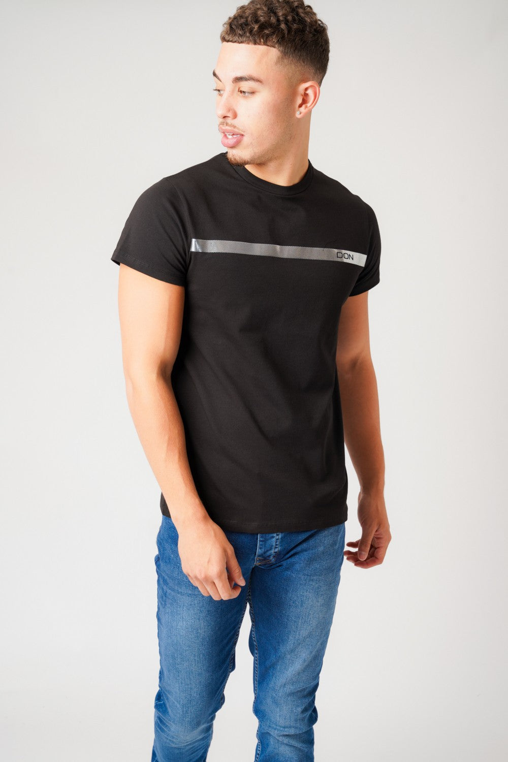 SILVER STRIPE BLACK T-SHIRT