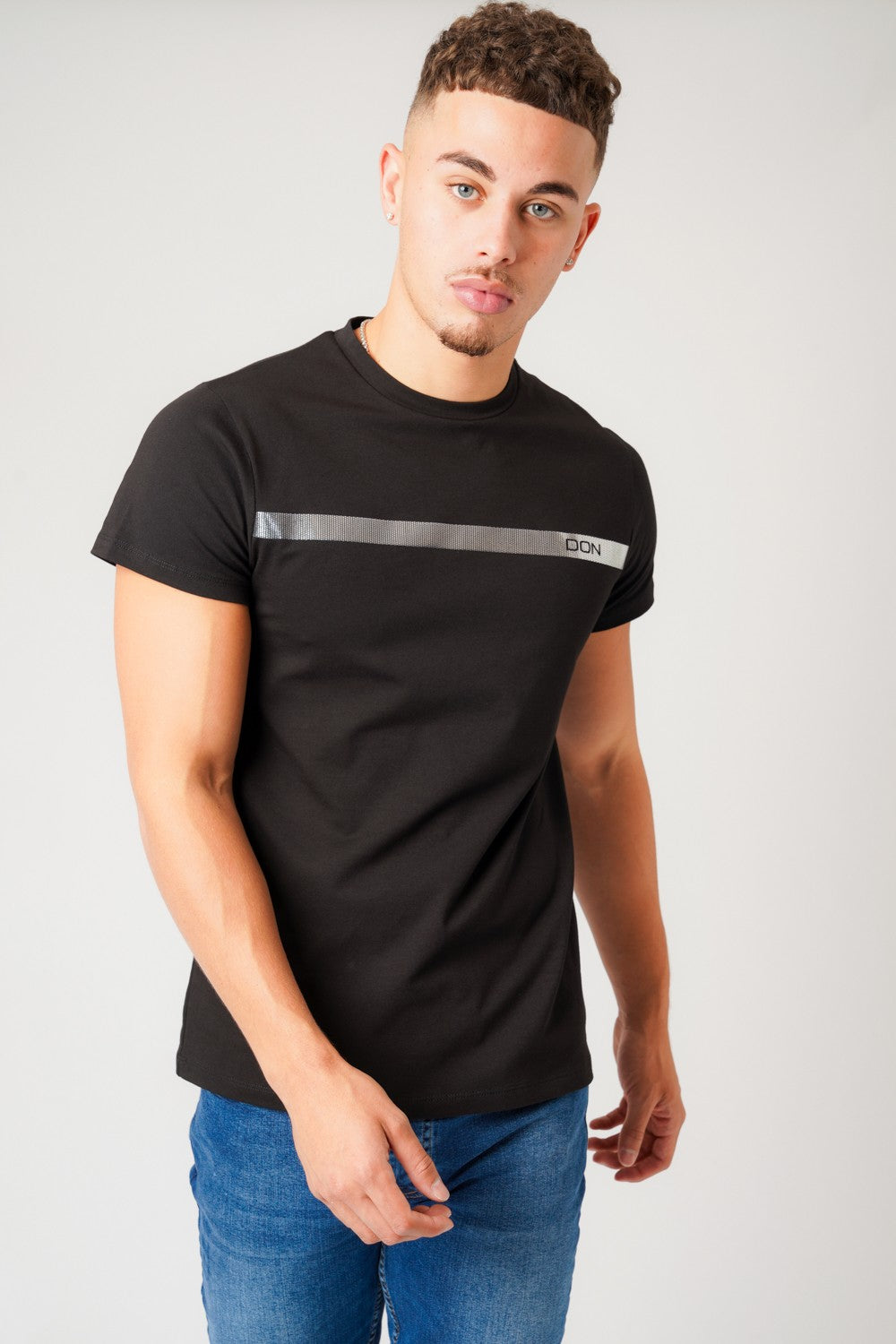 SILVER STRIPE BLACK T-SHIRT