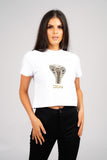 DON SNAKE WHITE CROPPED T-SHIRT