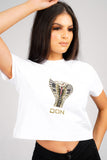 DON SNAKE WHITE CROPPED T-SHIRT