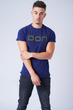 CHAIN EMBROIDERED NAVY T-SHIRT - Don Jeans