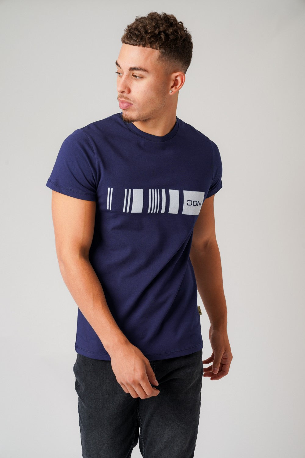 SUEDE BARCODE NAVY T-SHIRT