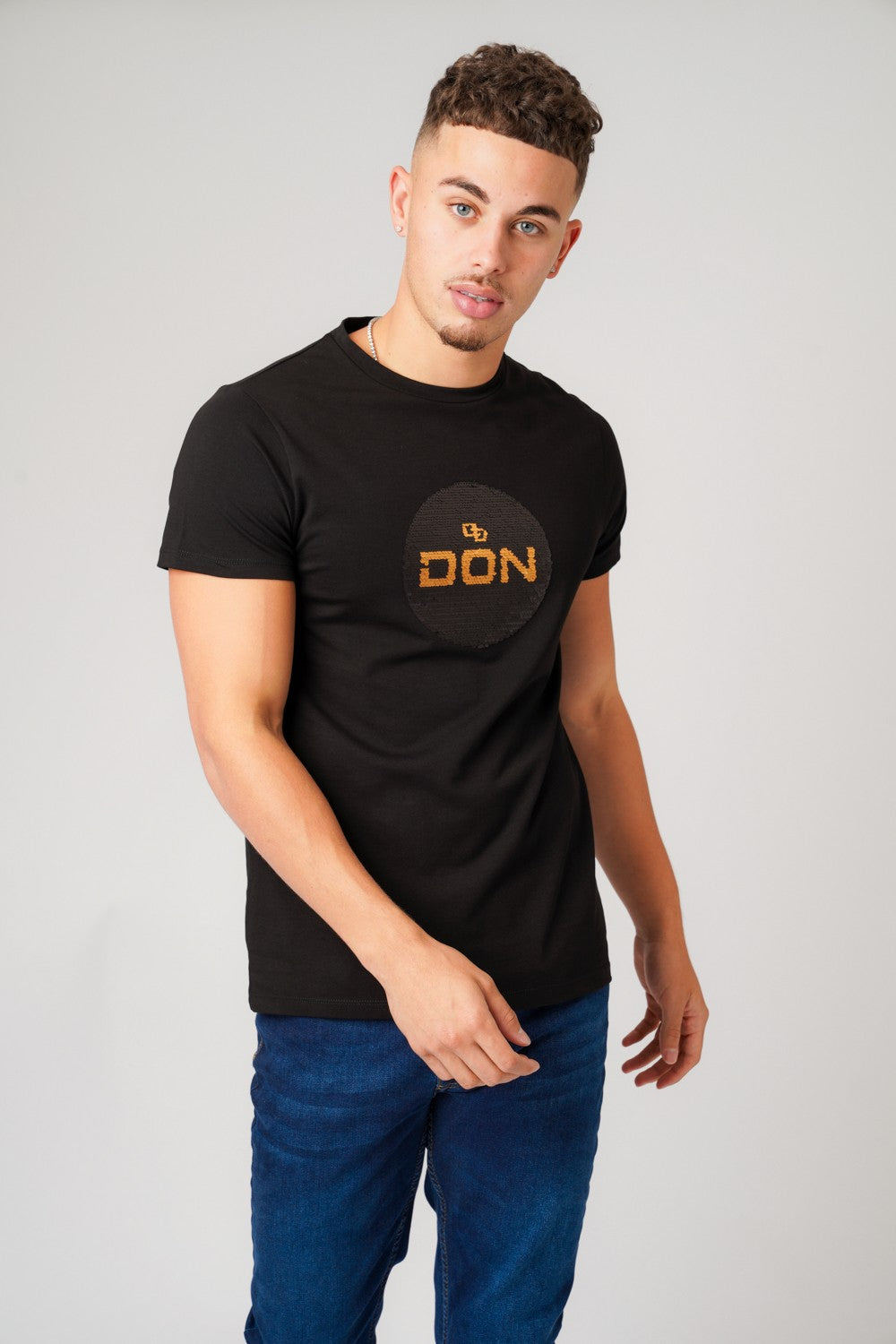 DON SEQUIN BLACK T-SHIRT - Don Jeans
