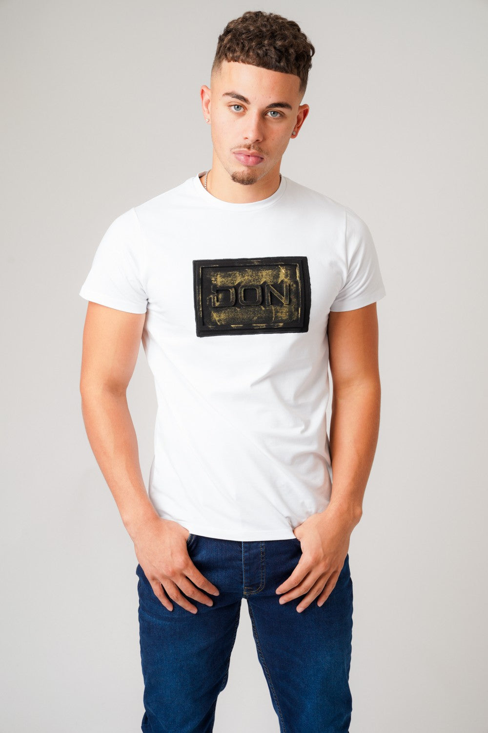 3D APPLIQUE WHITE T-SHIRT - Don Jeans