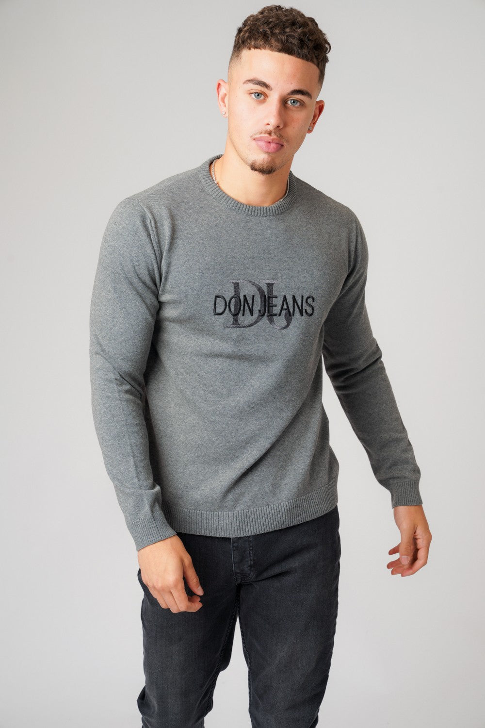 DJ KNITWEAR GREY MARL AND BLACK - Don Jeans