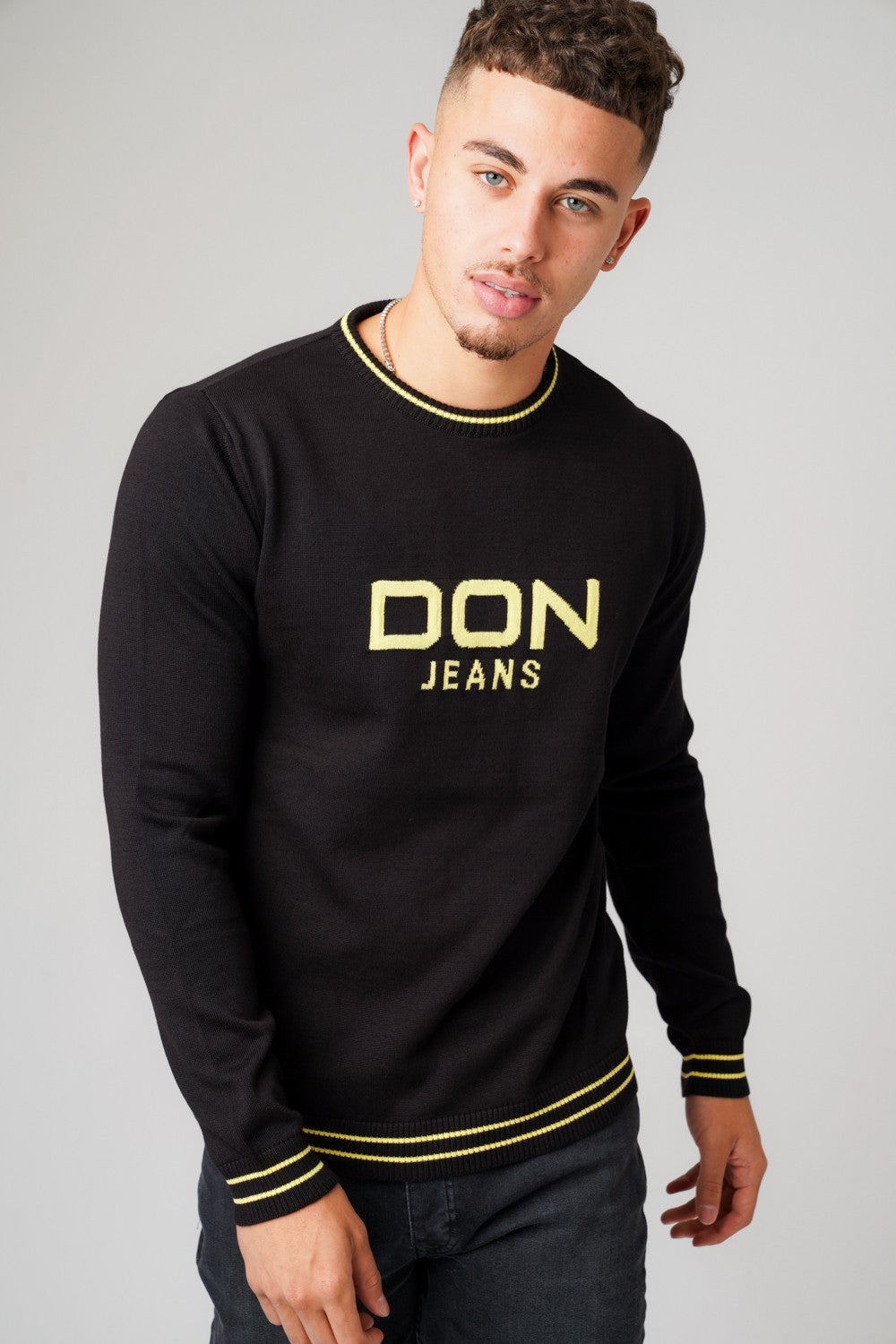 DON JEANS KNITWEAR BLACK & YELLOW - Don Jeans